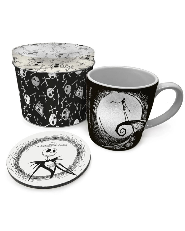 Pack taza, posavasos y caja metal Pesadilla antes de Navidad Disney