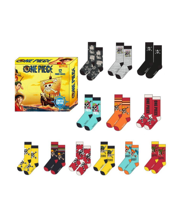 Calendario Adviento One Piece 12 pares de calcetines Tallas 41-46