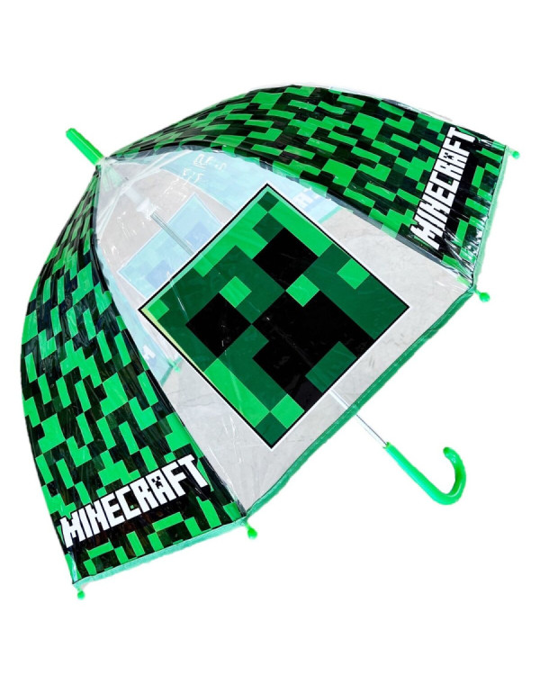 Paraguas Minecraft Creeper transparente 46cm de PVC