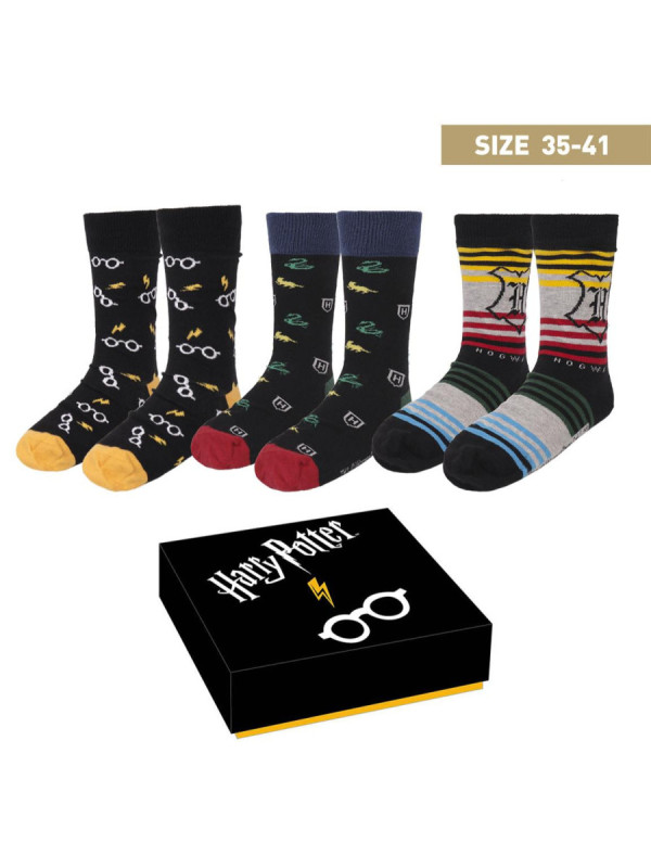 Pack de 3 calcetines Harry Potter con caja regalo y envío GRATIS!!