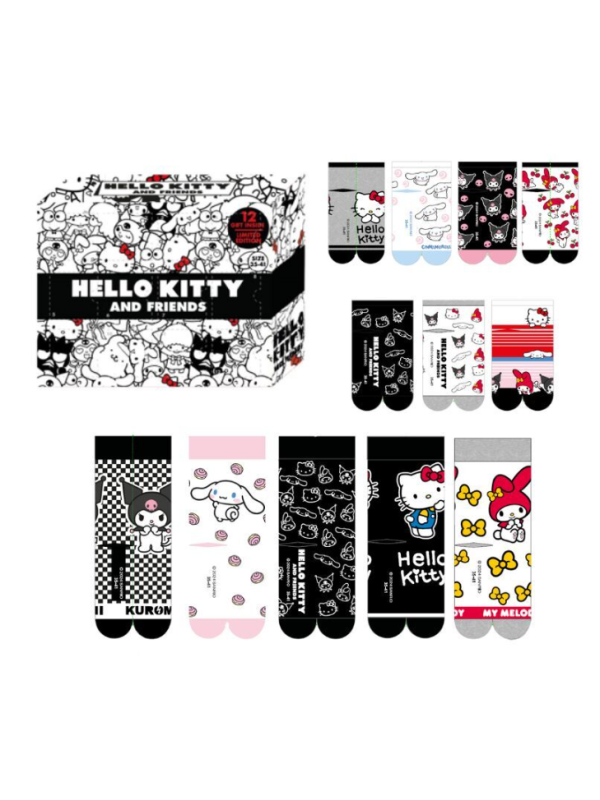 Caja Hello Kitty 12 pares de calcetines Talla 35-41 de Sanrio con ENVÍO GRATIS!!